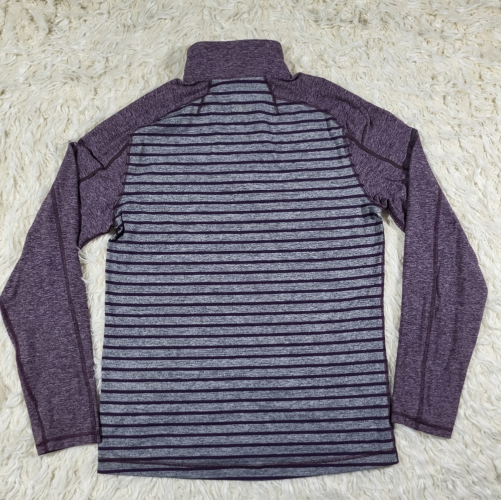 Lululemon Surge Warm 1/4 Zip Pullover Yachtie Stripe Heathered Grey Purple Large - Picture 12 of 16
